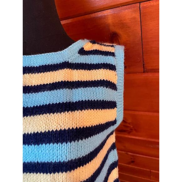 Vintage 70s Handmade Striped Knit Tank Top Sweater sz M - Picture 3 of 7